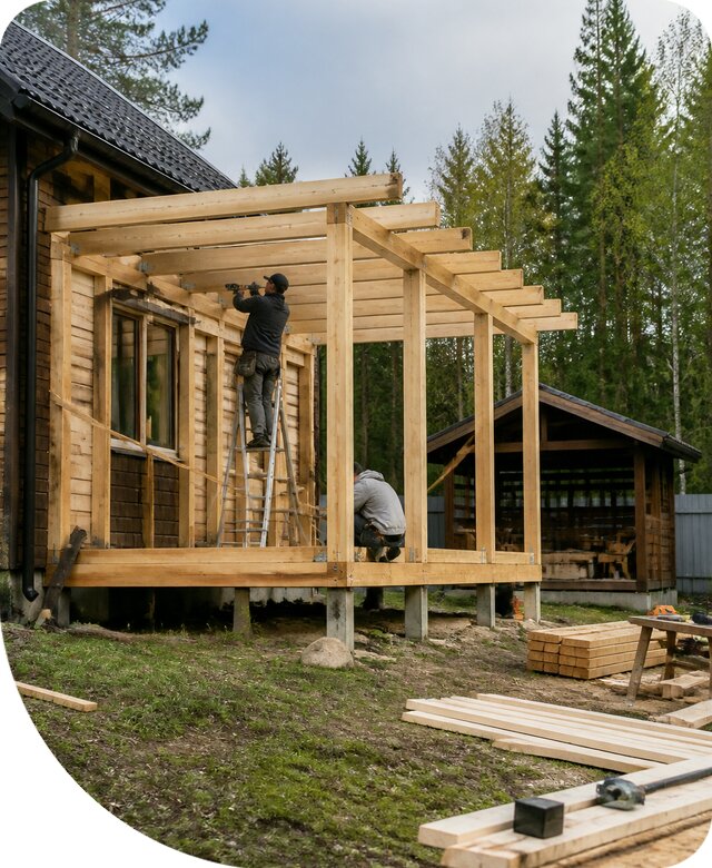 Строительство пристроек и построек на участке в Малгобеке