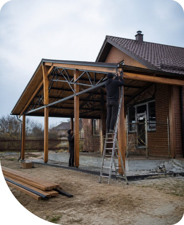 Пристройка навеса к дому и участку в Малгобеке под ключ